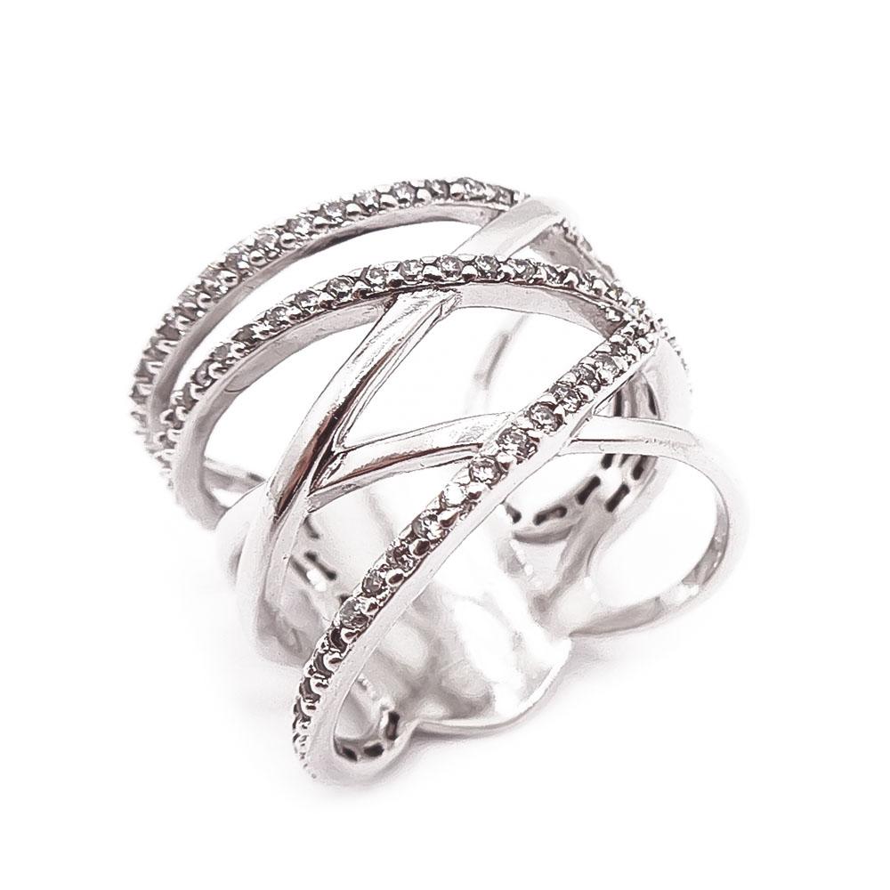 Hopeinen cz sormus 17,5mm #0