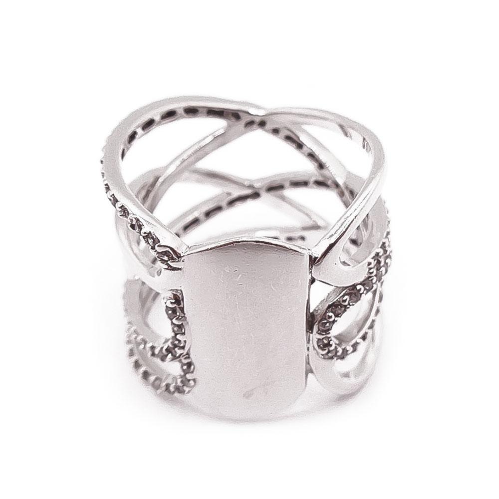 Hopeinen cz sormus 17,5mm #2