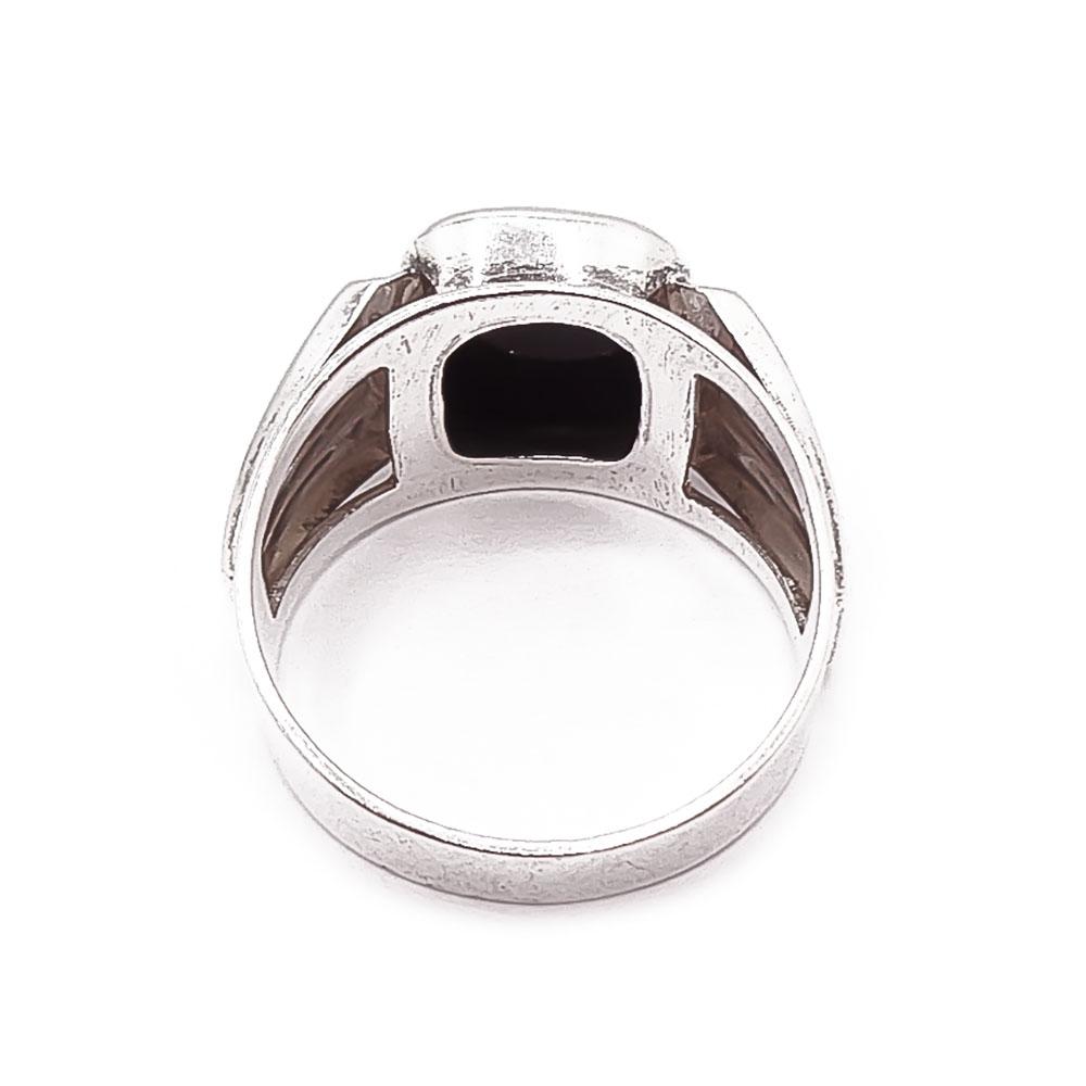 Hopeinen kantasormus onyx 17,5mm v.-85 #2