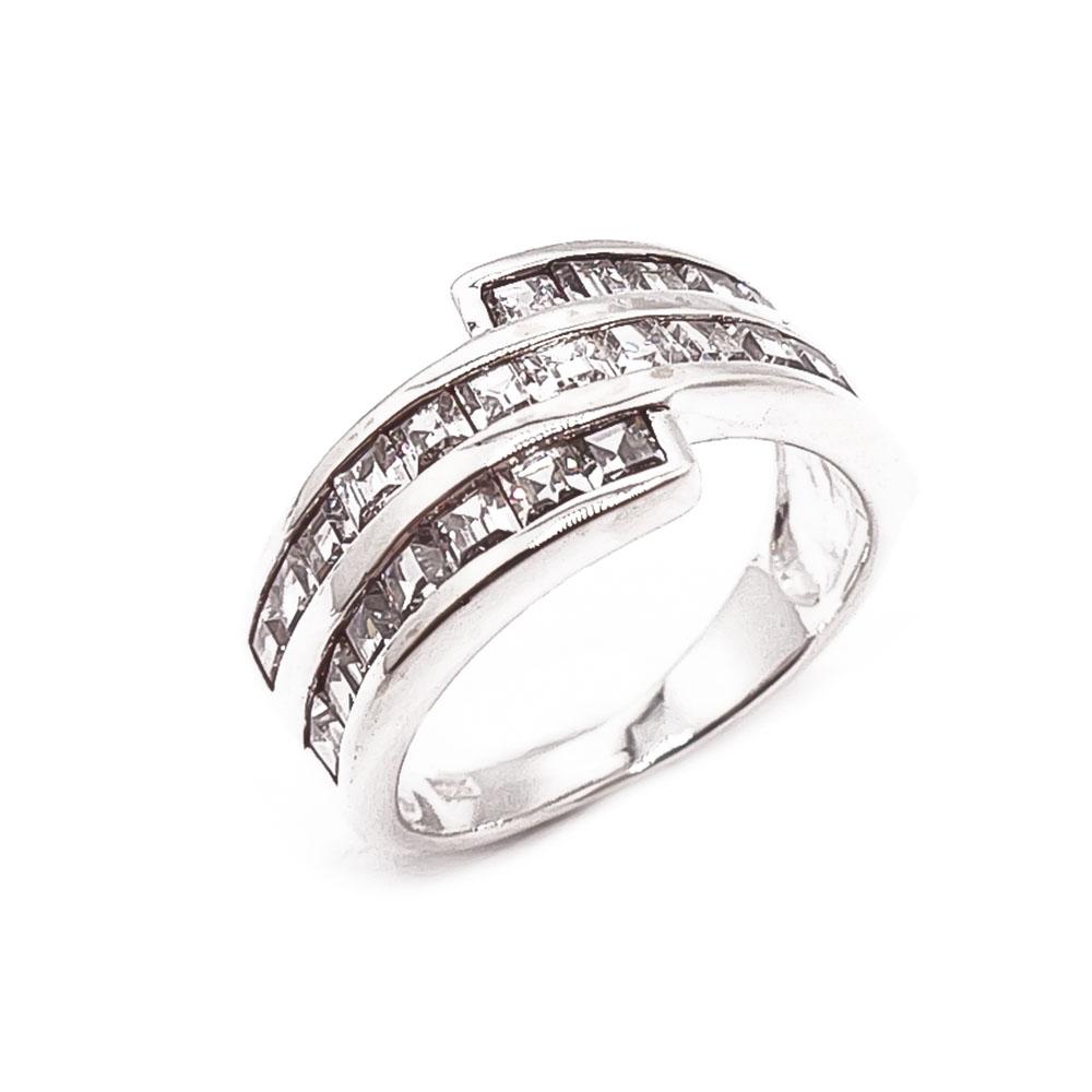 Hopeinen sormus cz 16mm #0