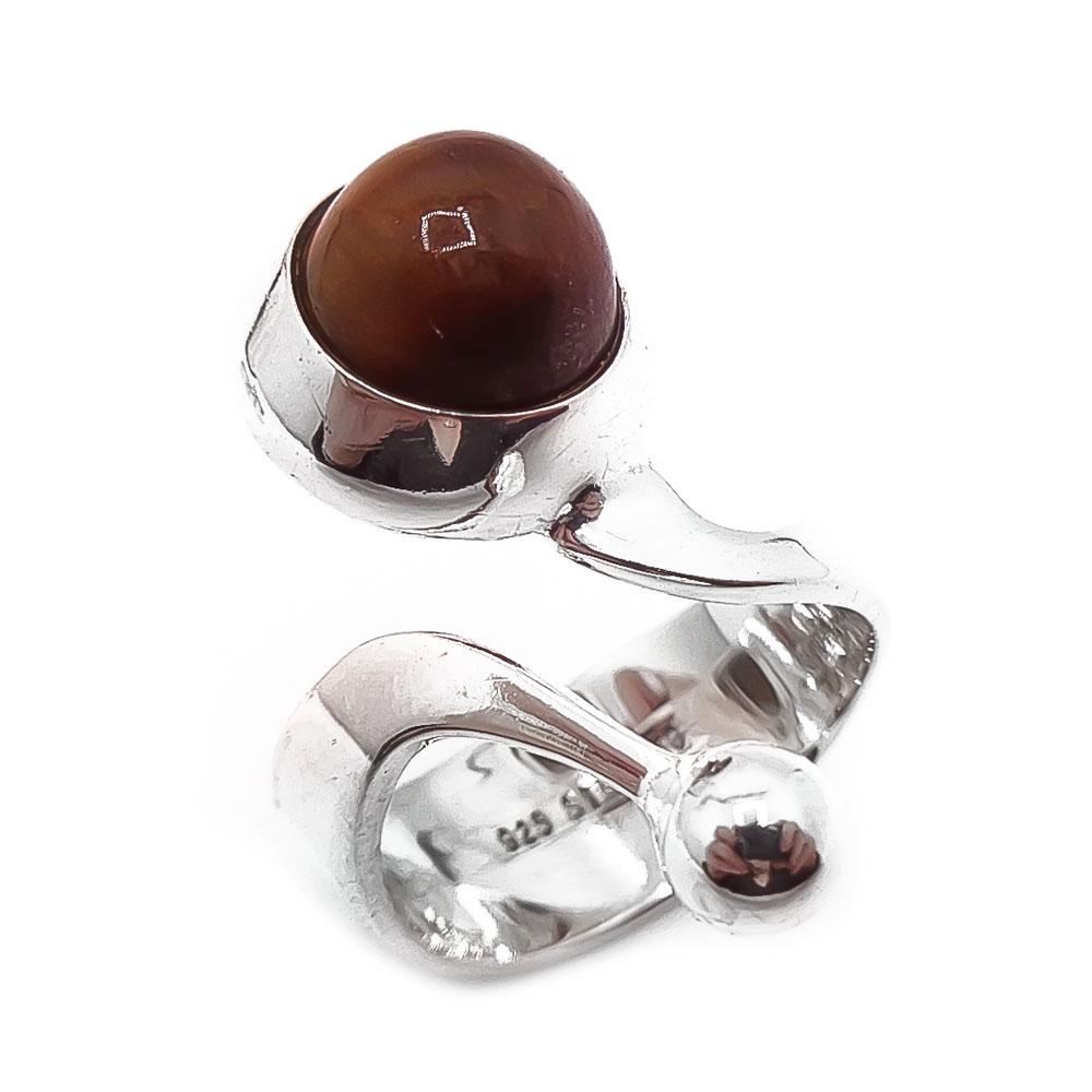 Hopeinen tiikerinsilmä sormus 17,5mm v.-75 #0