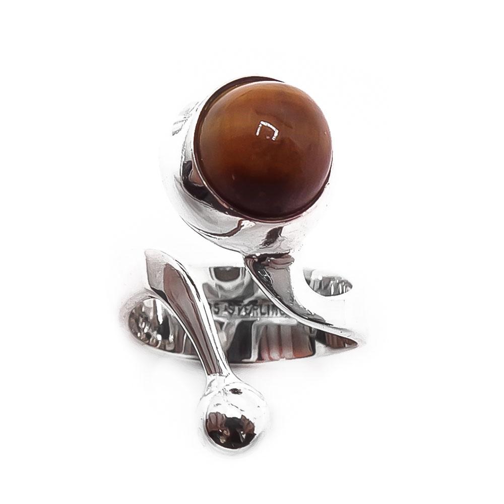 Hopeinen tiikerinsilmä sormus 17,5mm v.-75 #2