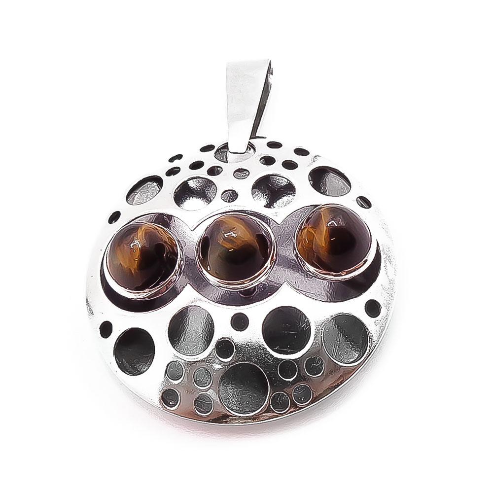 Hopeinen tiikerinsilmä riipus v.-71 #0