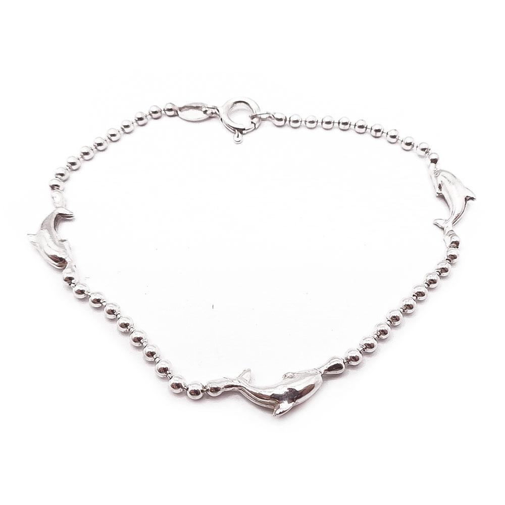 Hopeinen delfiini palloketju 18cm #0