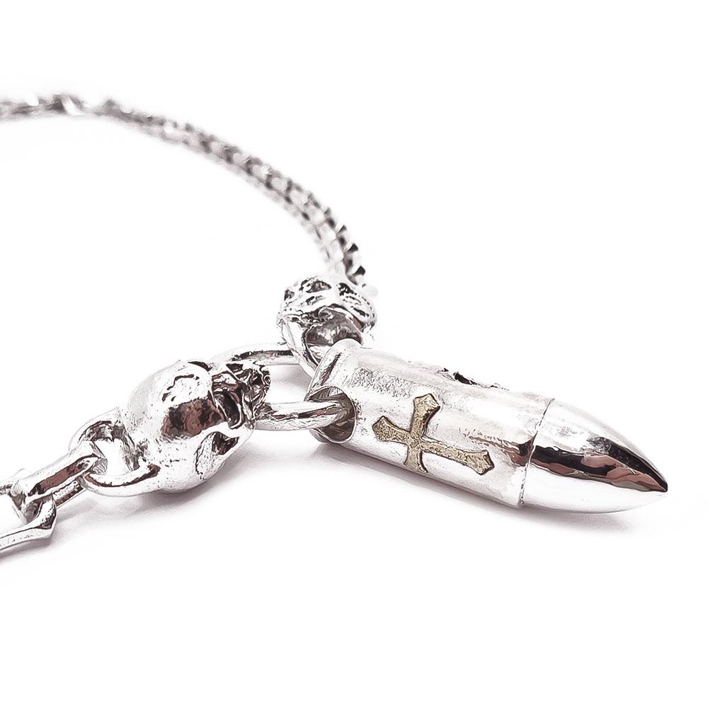 Hopeinen pääkallo kaulakoru 65cm #2