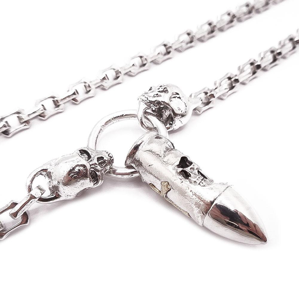 Hopeinen pääkallo kaulakoru 65cm #3