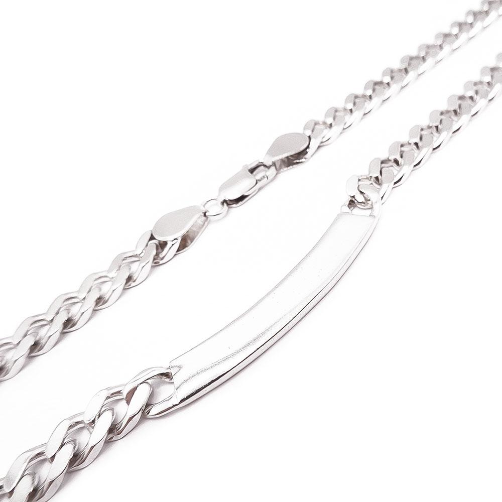 Hopeinen panssarikaulaketju laatalla 46cm #1