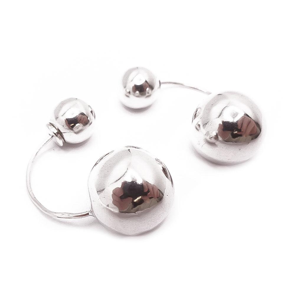 Hopeiset tuplapallokorvakorut #1