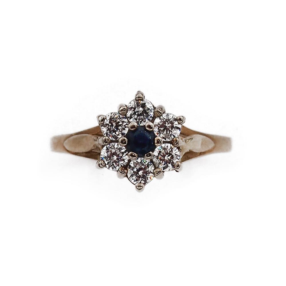 Kultainen sini-kirkaskivinen kukkasormus 17.25 MP #1