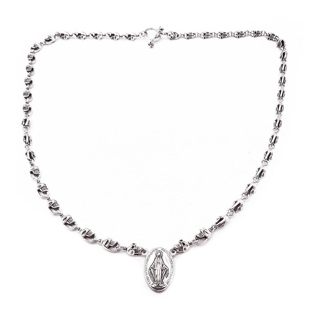 Goottilainen Memento Mori-ruusukko kaulakoru 59cm #0