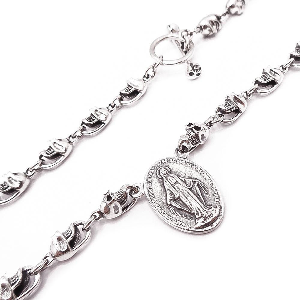 Goottilainen Memento Mori-ruusukko kaulakoru 59cm #1