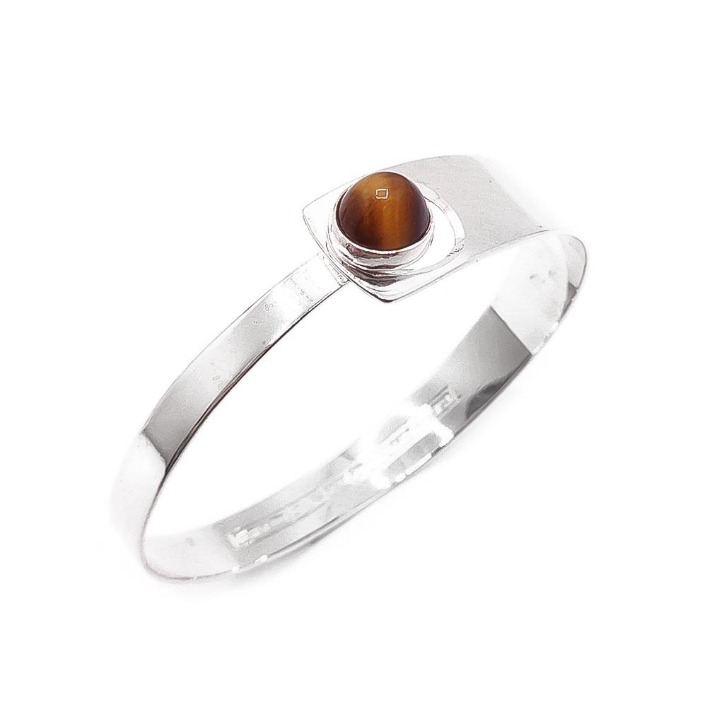 Hopeinen rannerengas tiikerinsilmä v.-64 #0