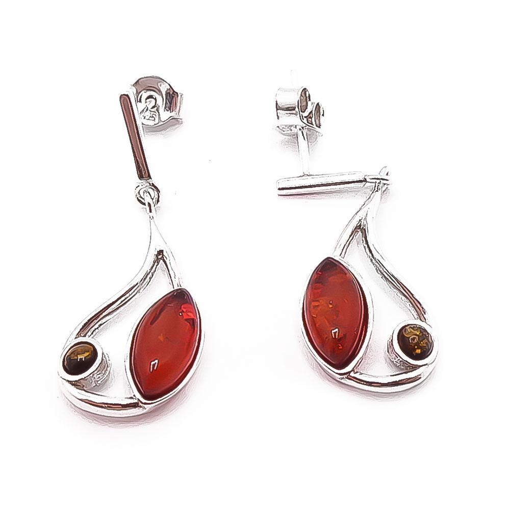 Hopeiset meripihka korvakorut #0