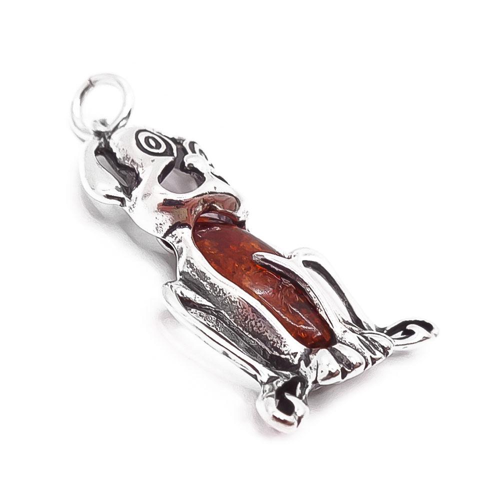 Hopeinen meripihka koirariipus #1