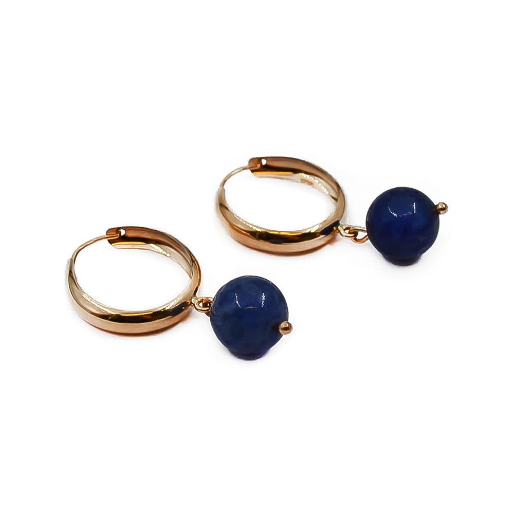 Kultaiset korvarenkaat sinisellä kivellä #0