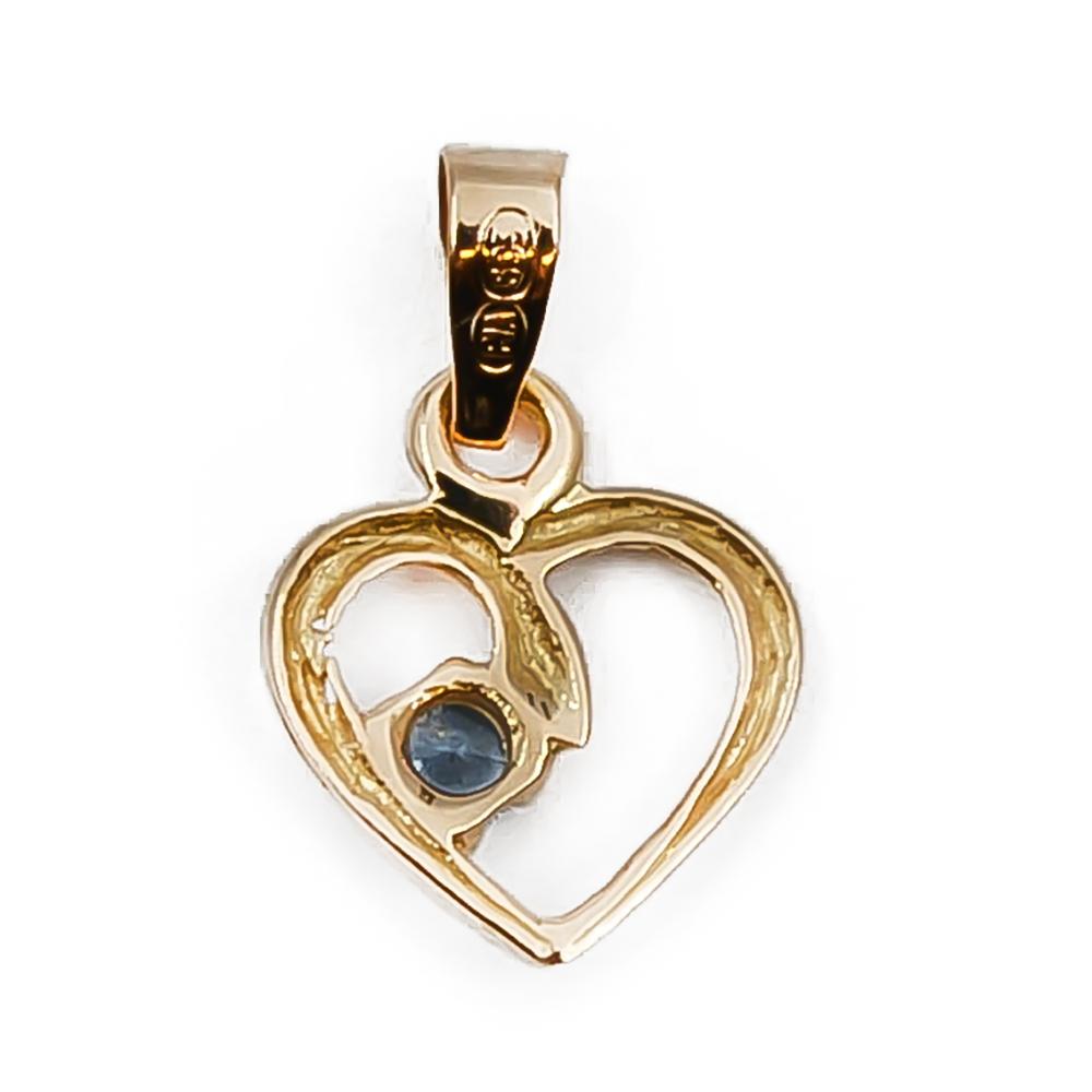 Kultainen sydän riipus sinisellä kivellä #1