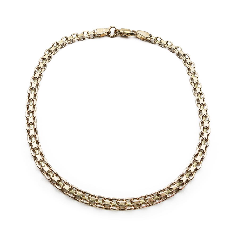 Kultainen X-lenkki ranneketju 19,5cm lev.3mm #0