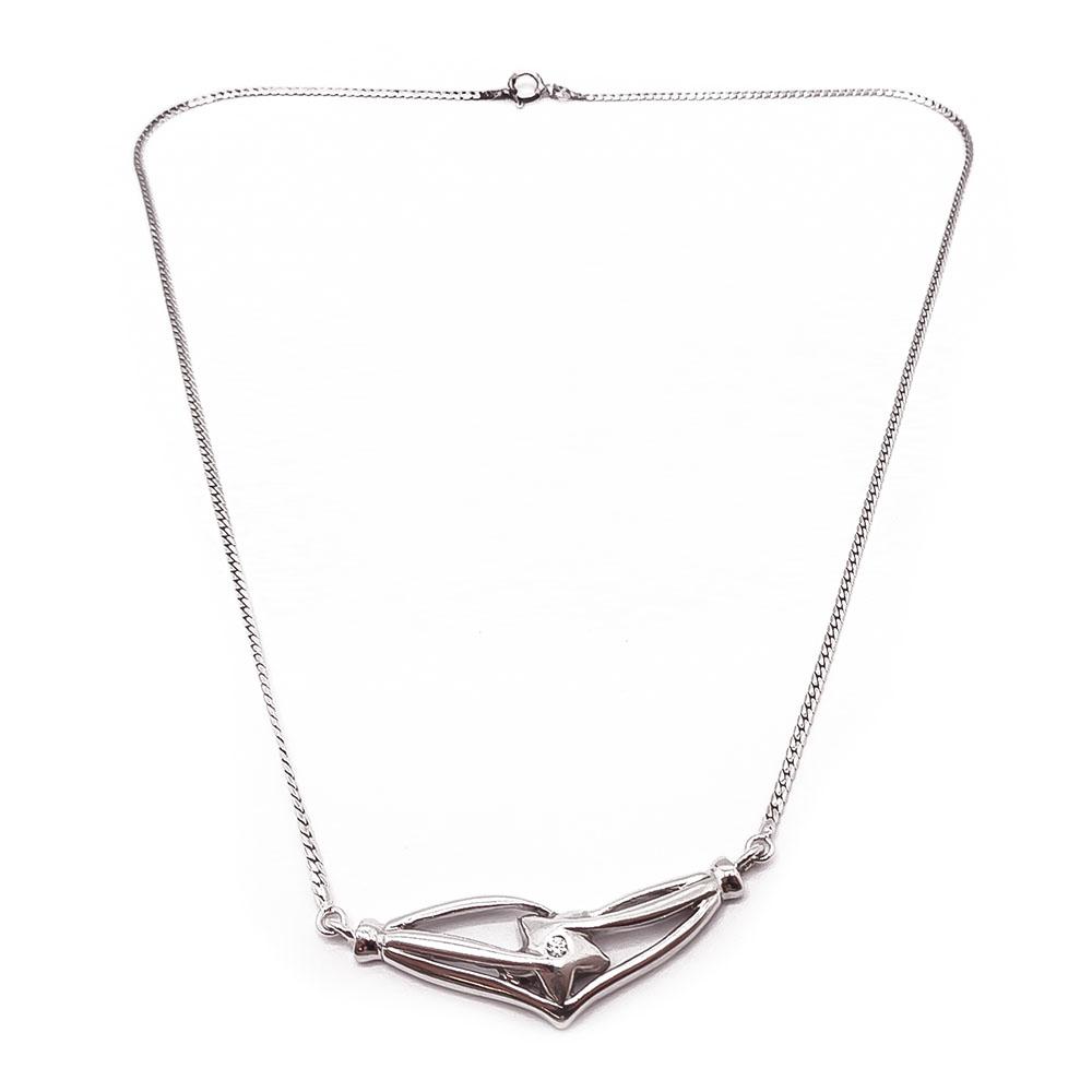 Hopeinen kaulakoru cz  45cm #0