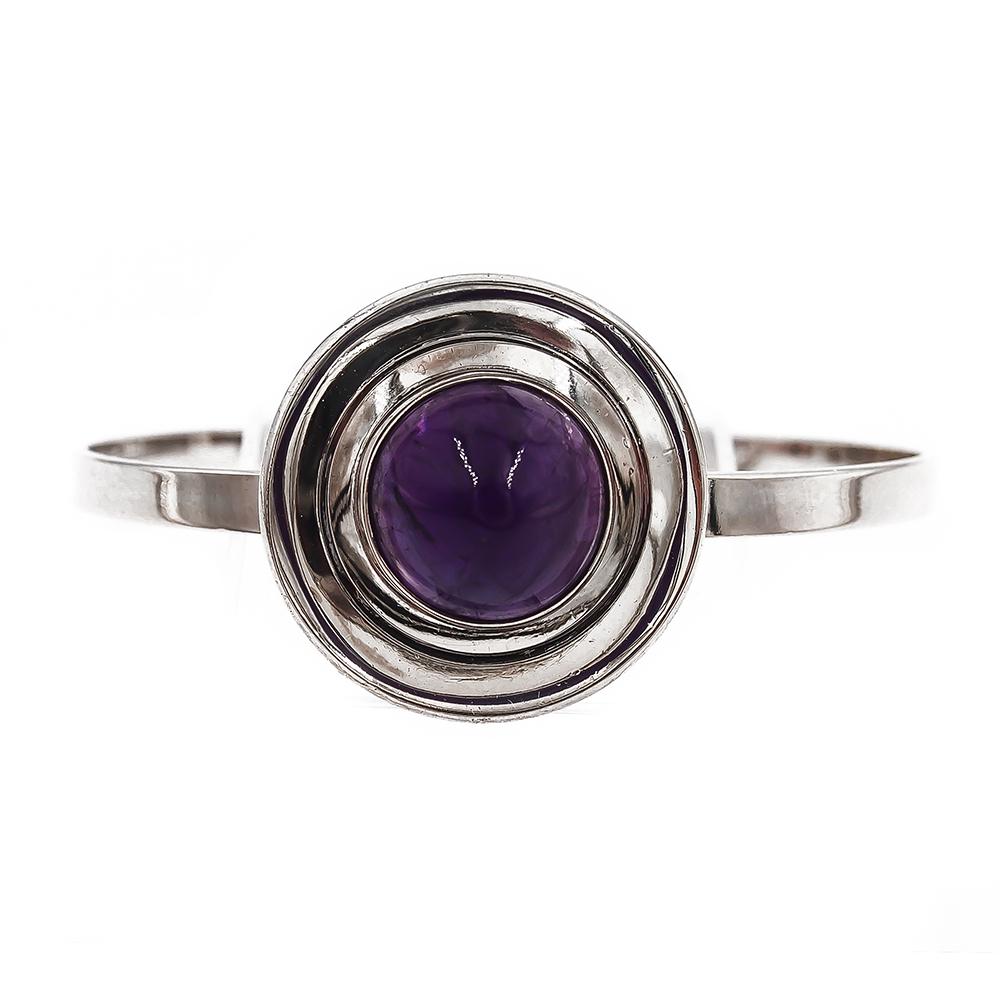 E. Granit hopeinen ametistirannerengas 53x56mm 1964 #0