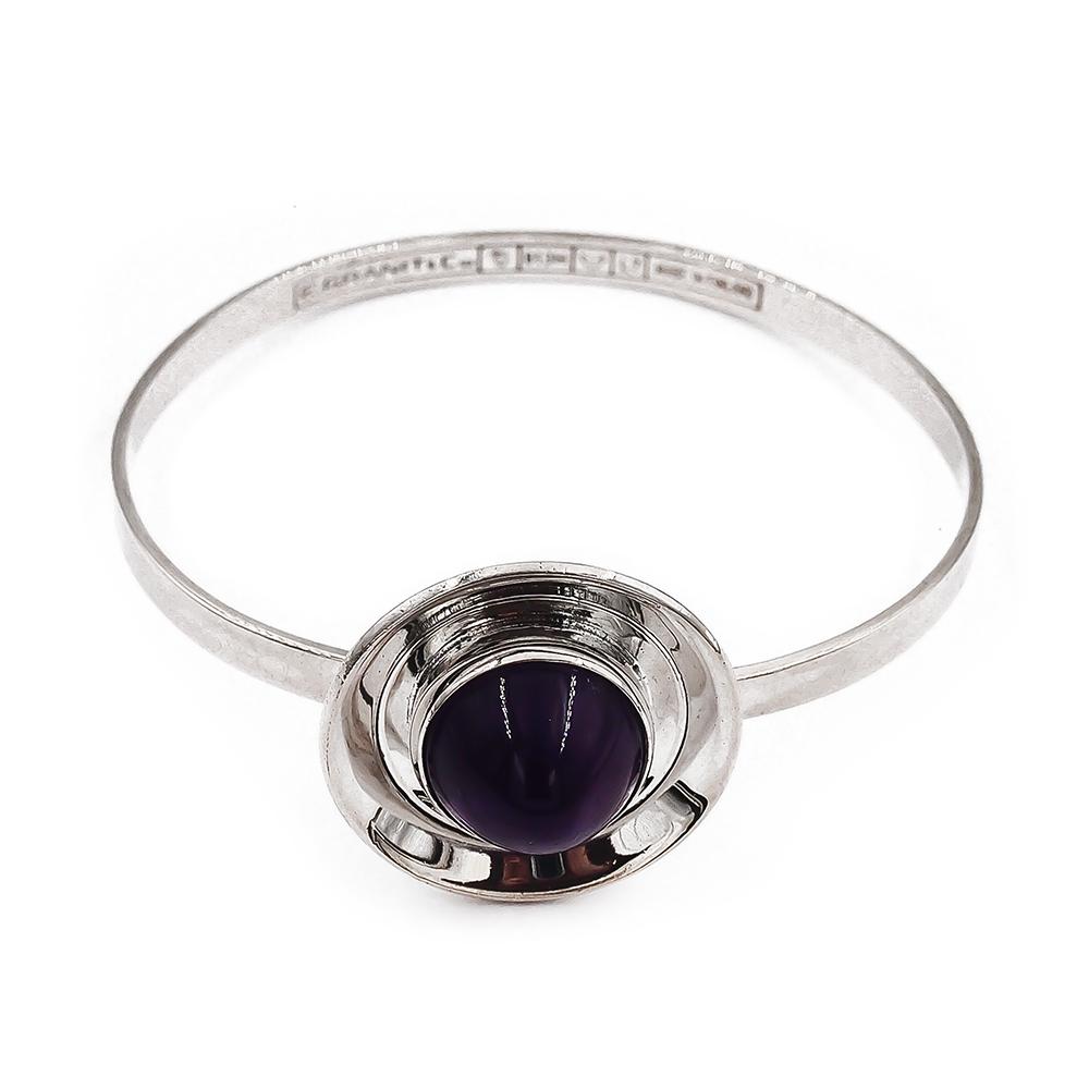 E. Granit hopeinen ametistirannerengas 53x56mm 1964 #1