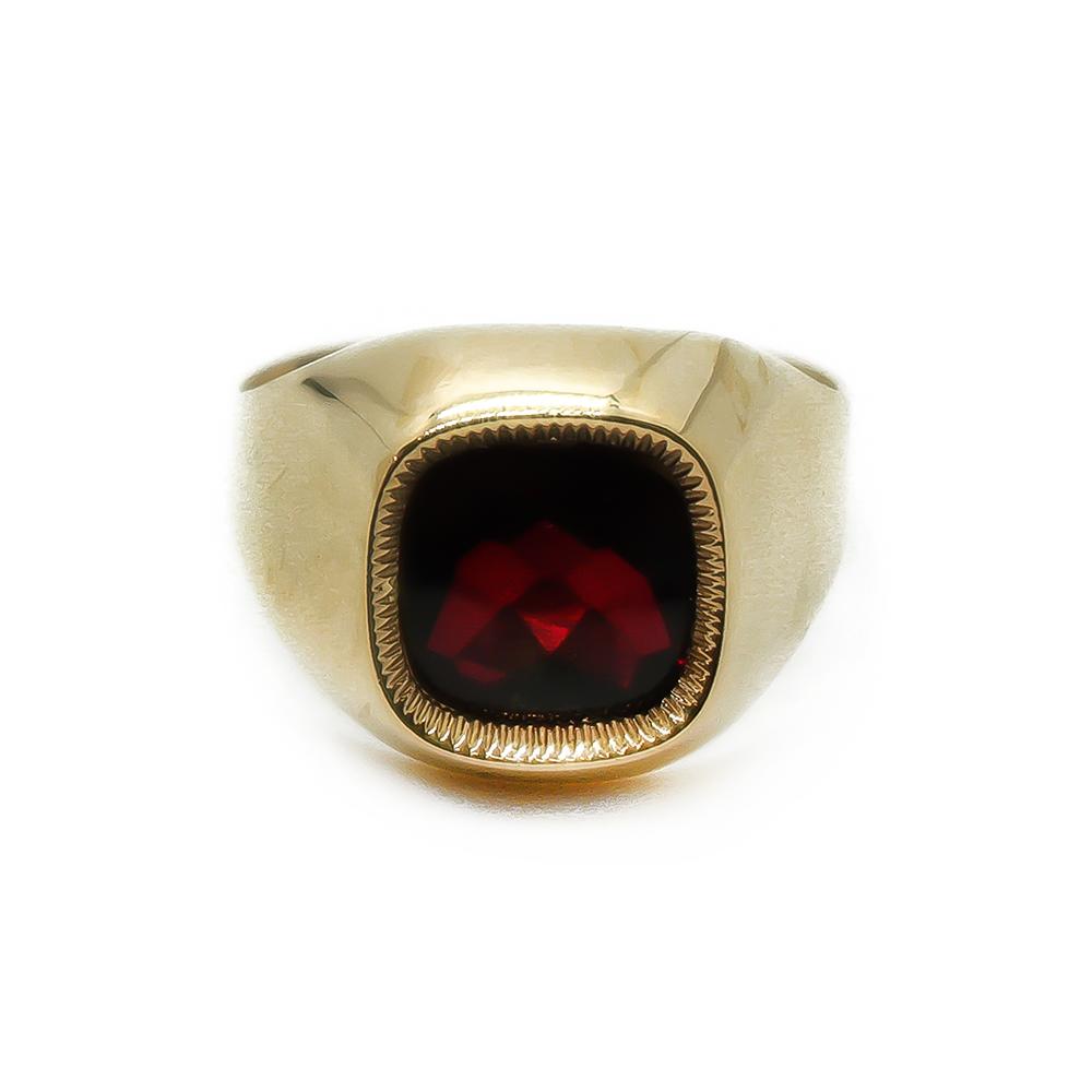 18k Kantasormus punaisella kivellä   k.20,5 #2