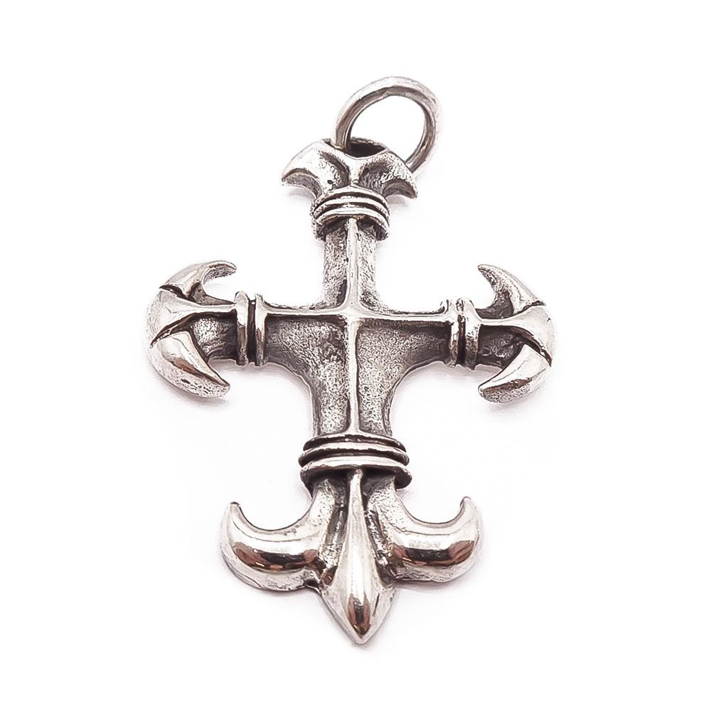 Hopeinen risti riipus #0