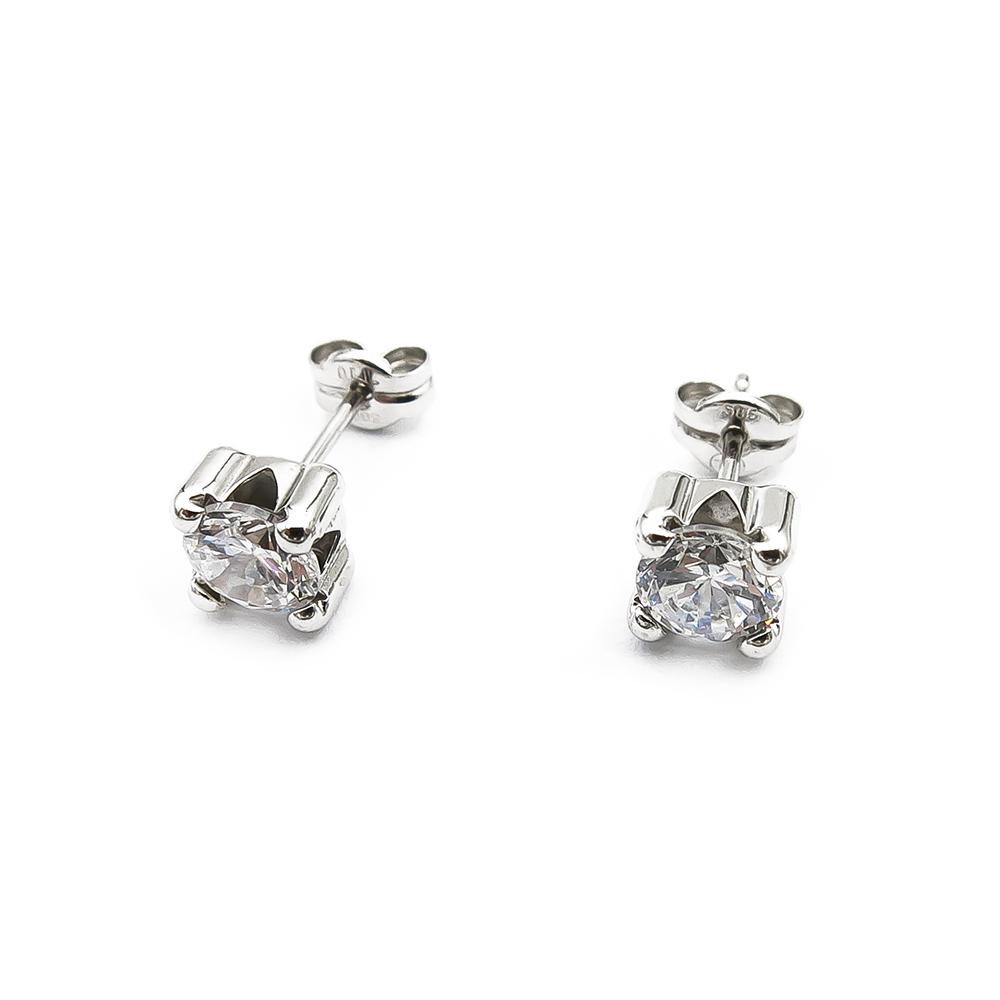 Valkokultaiset korvakorut kirkas kivi #0