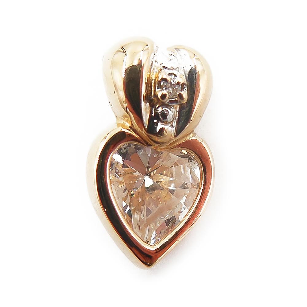 Kultainen riipus, sydän,kirkas kivi+0,002ct timantti #0