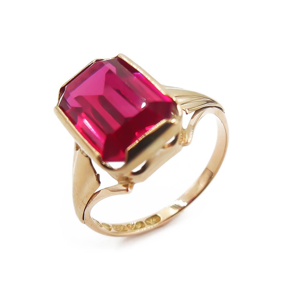 Kultainen sormus,punainen kivi,18,25mm #0