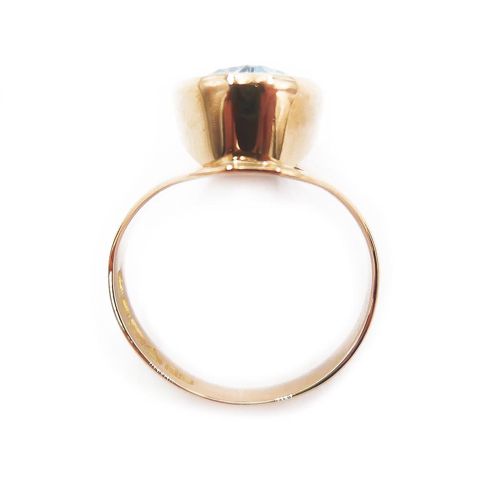 Kultainen sormus, sininen kivi, 17mm #2