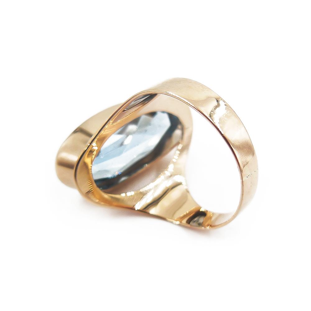 Kultainen sormus, sininen kivi, 17mm #5