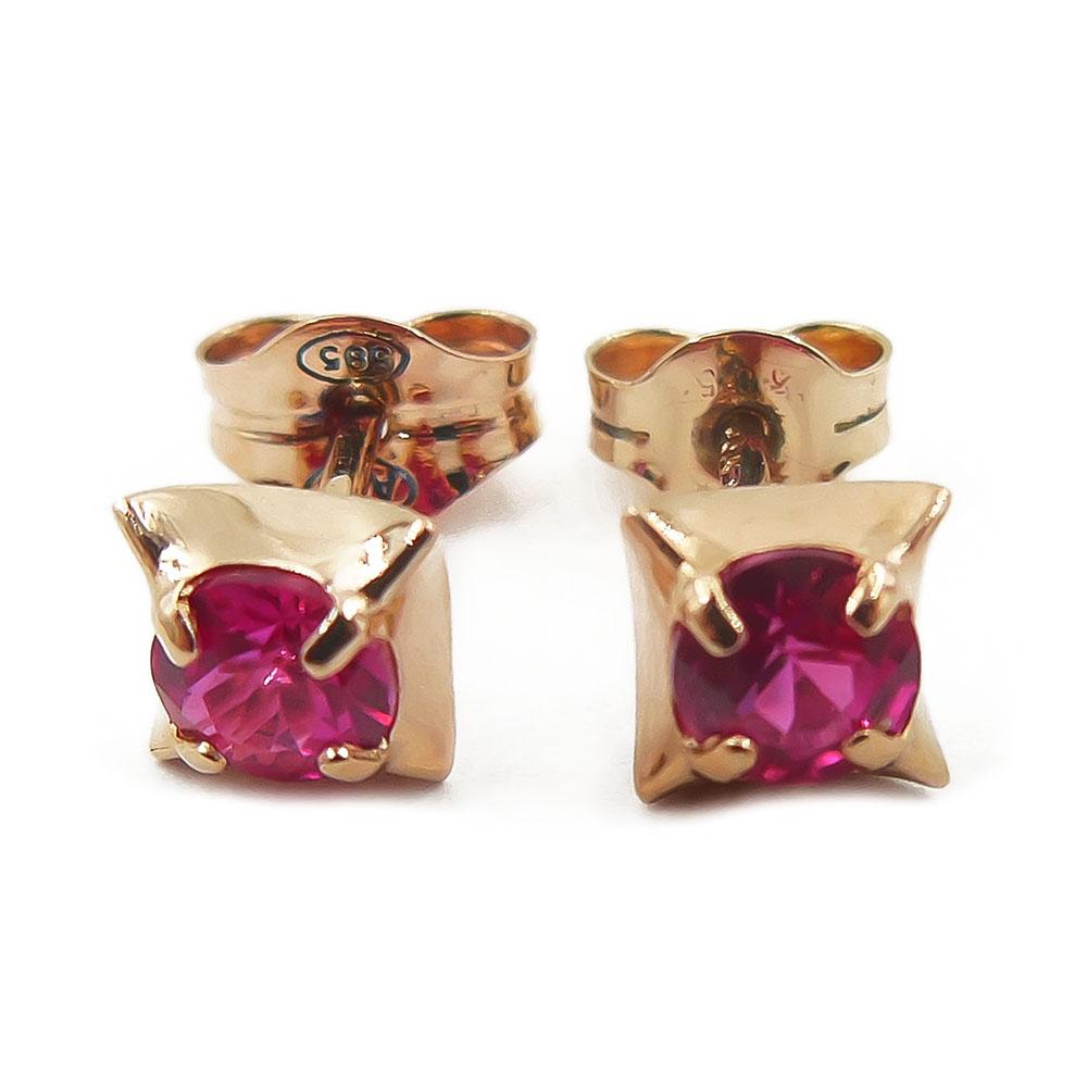 Kultaiset korvanapit, punaiset kivet #0