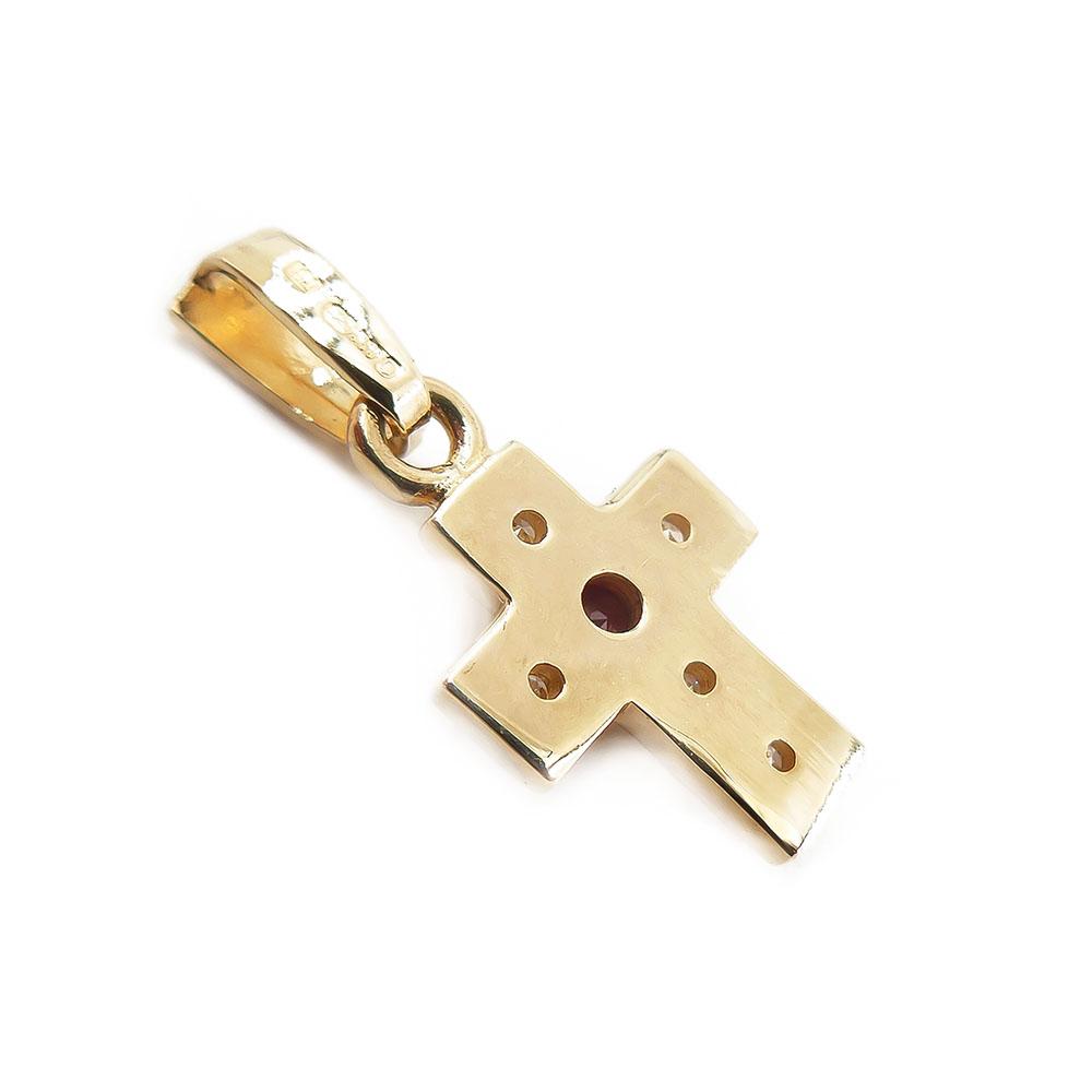 Kultainen risti,punainen kivi+kirkkaat kivet #2