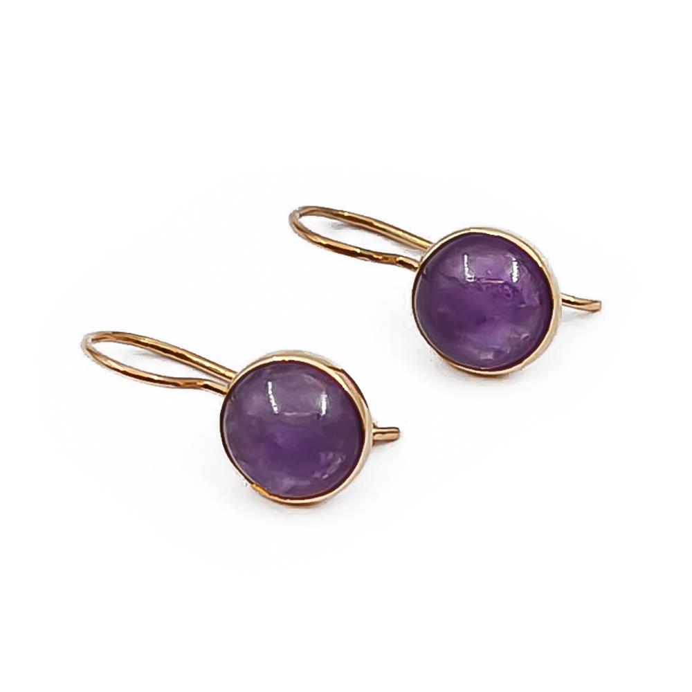 Kultaiset ametisti koukkukorvakorut #0