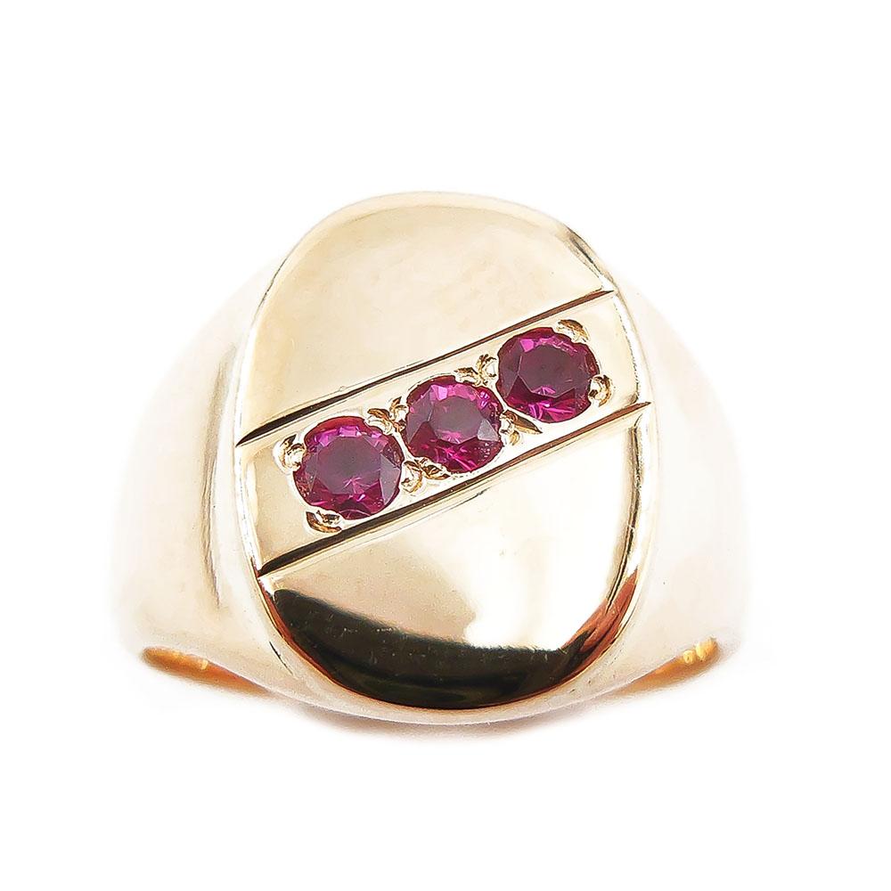 Kultainen kantasormus punaisilla kivillä,17mm #1