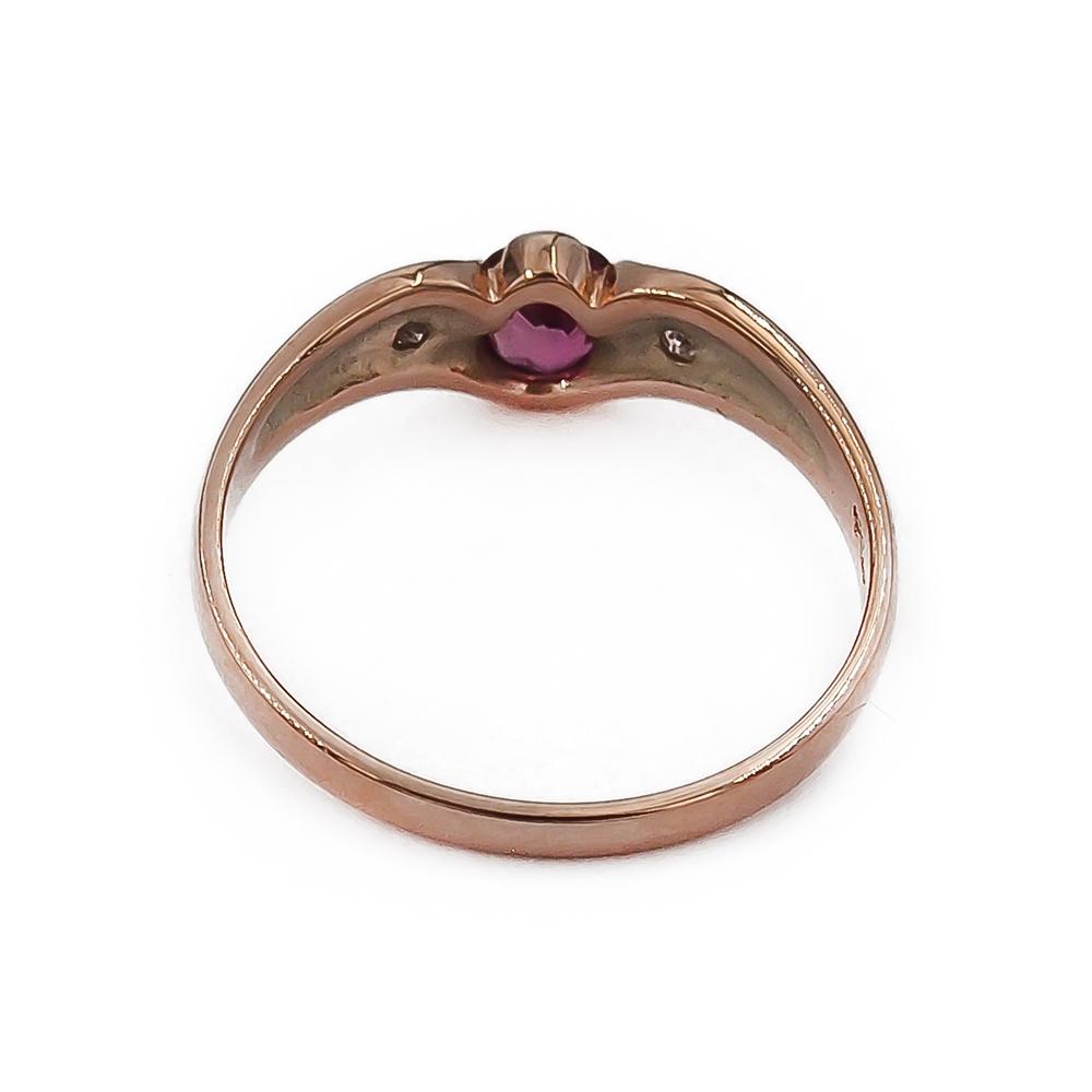 Kultainen pinkkikivinen timanttisormus 2kpl yht.0,02ct 17.5 1990 VM #2