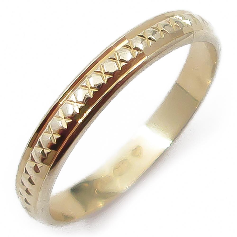 Kuvioitu kultasormus 18mm #0