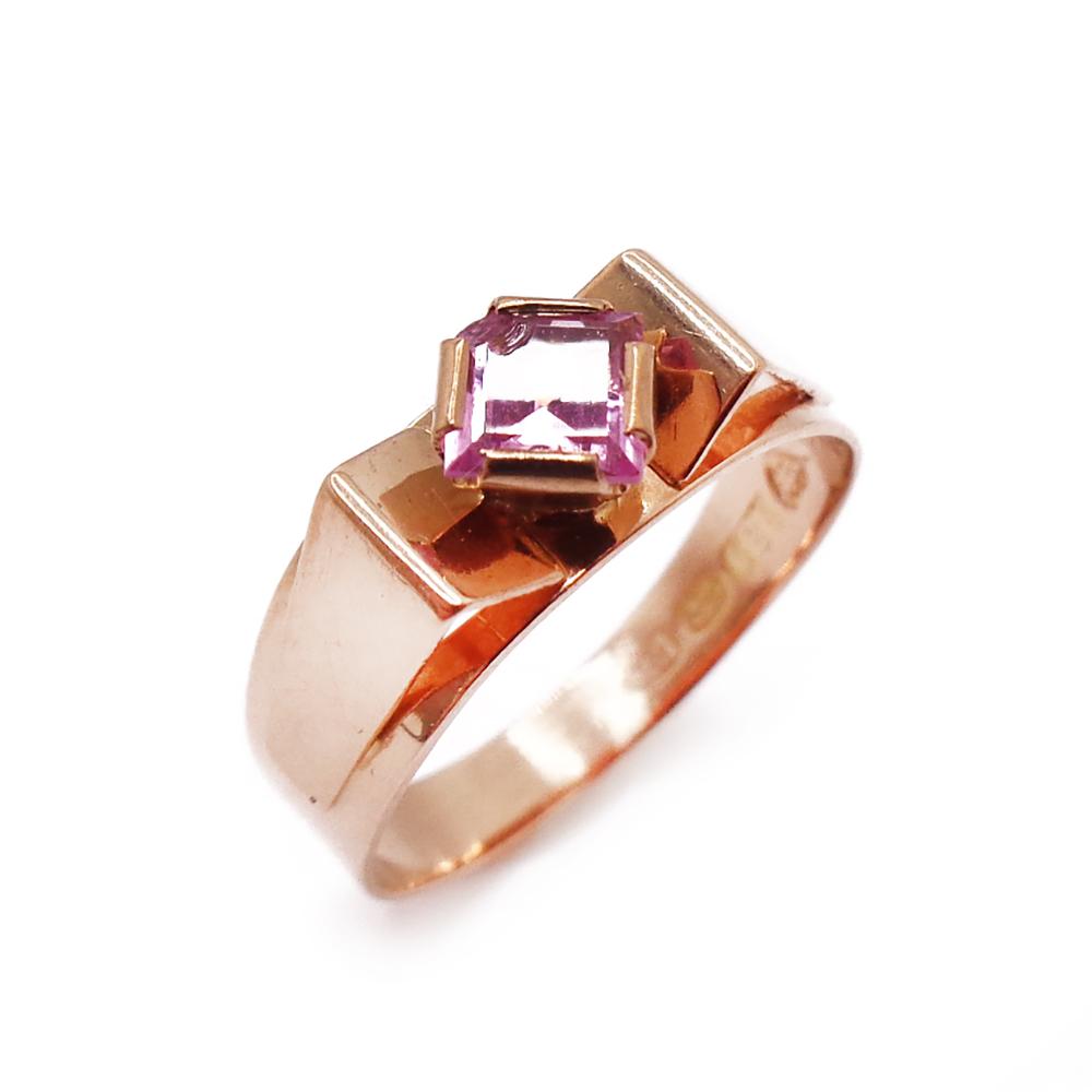 Kultainen lilakivinen sormus 15,5mmn v.-69 #0