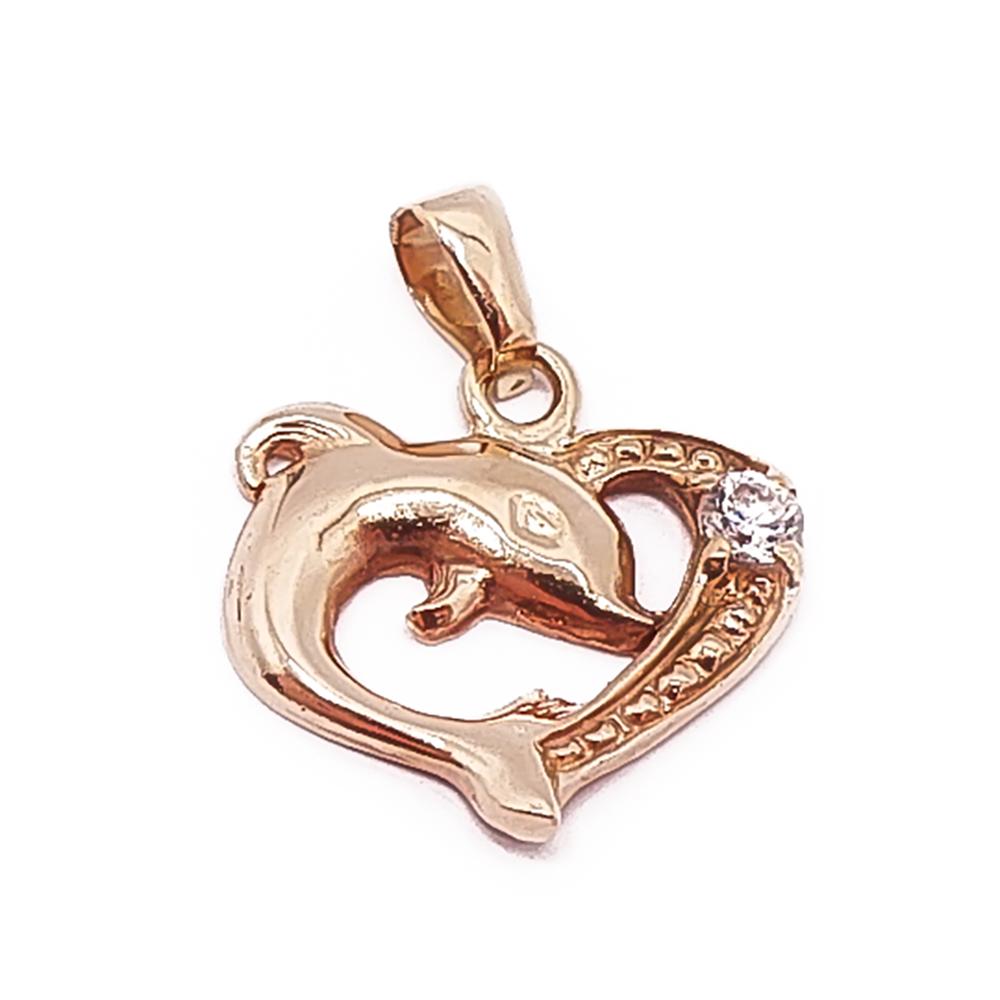 Kultainen delfiini-zirkoniariipus #0