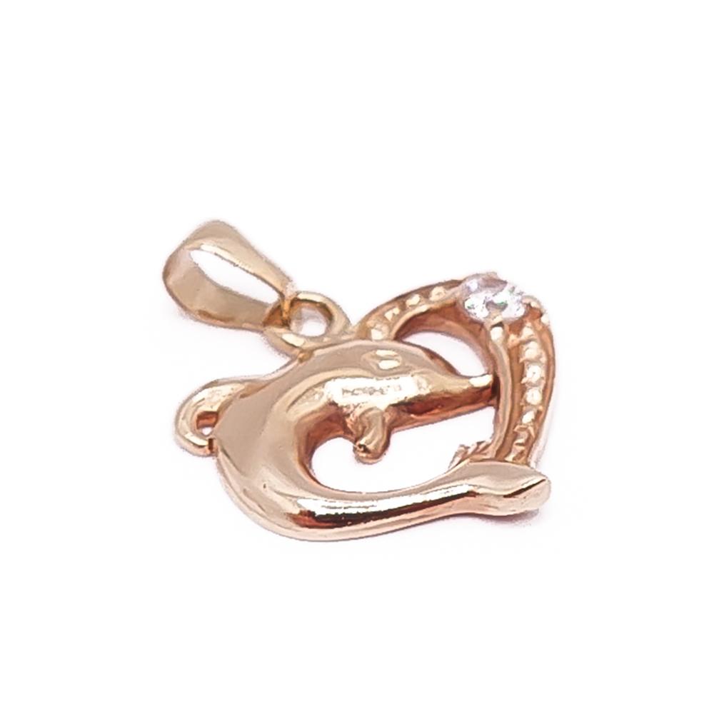 Kultainen delfiini-zirkoniariipus #1