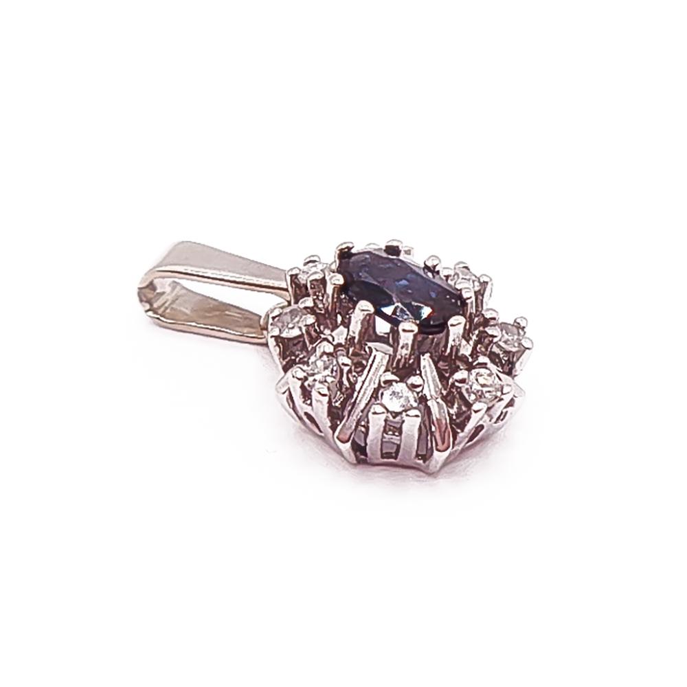 Valkokultainen sinisafiiri-timanttiriipus 0,08ct #1