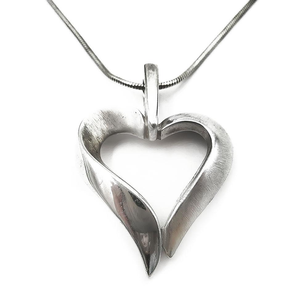 Sydän kaulakoru silkkiketjulla 45cm riipus #0