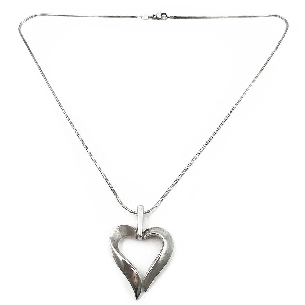 Sydän kaulakoru silkkiketjulla 45cm riipus #1