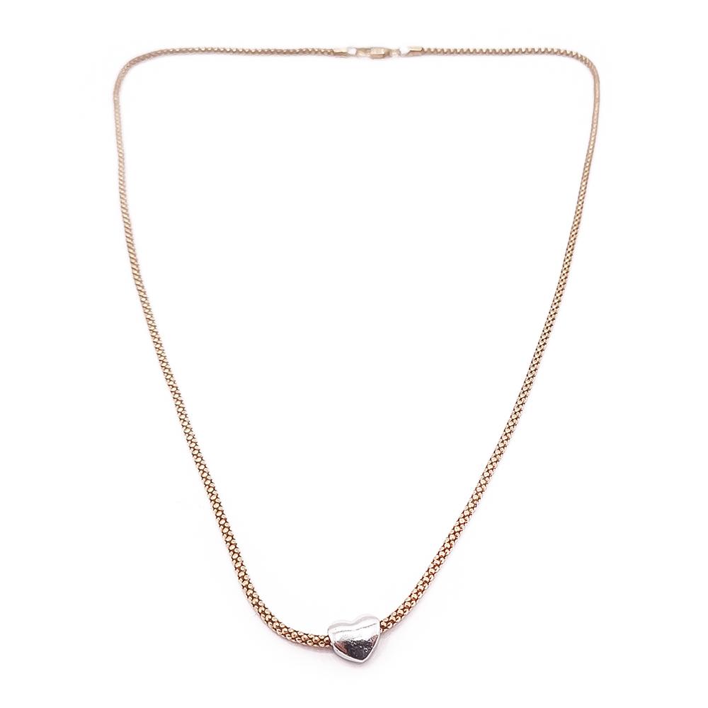 Kultainen popcorn-ketju sydämellä 43cm #0