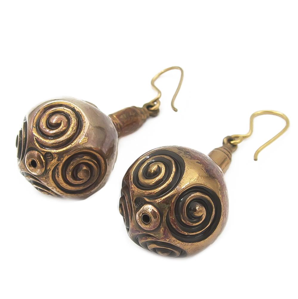 Kalevala Koru Halikon spiraalipallo korvakorut koukulla, pronssi #0