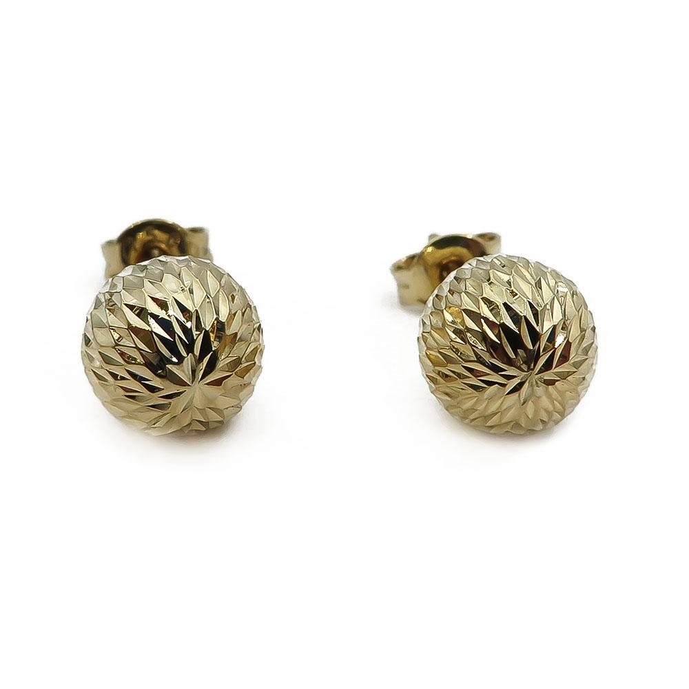 18K Kultaiset pallo nappikorvakorut kuvioitu #0