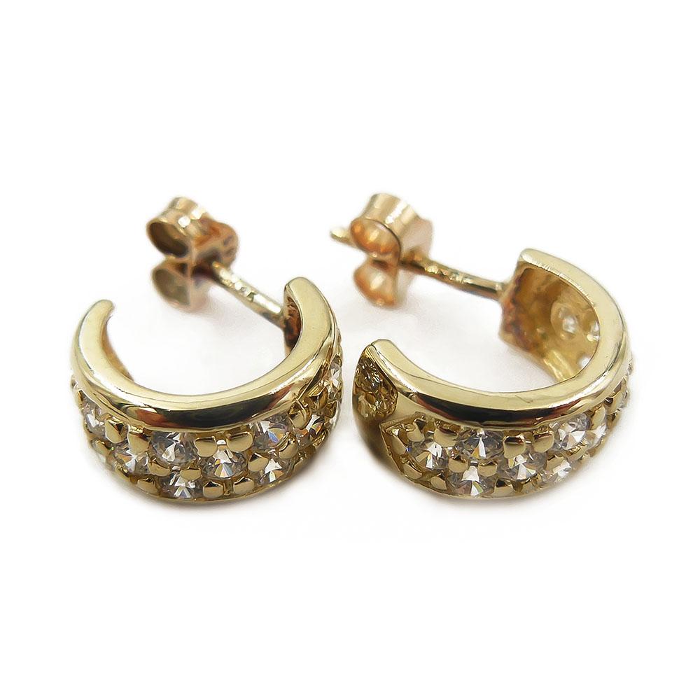 Kultaiset korvakorut, renkaat zirkoneilla, tappikiinnitys #1