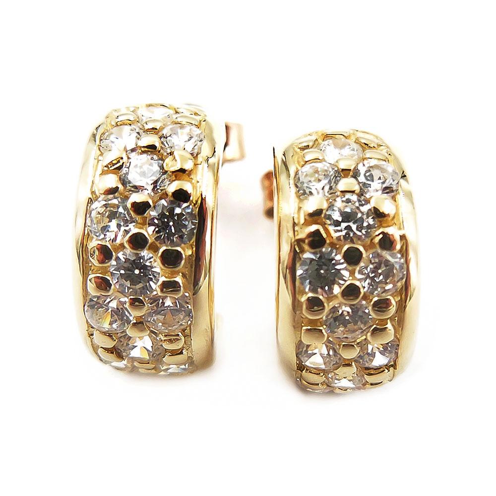 Kultaiset korvakorut, renkaat zirkoneilla, tappikiinnitys #0