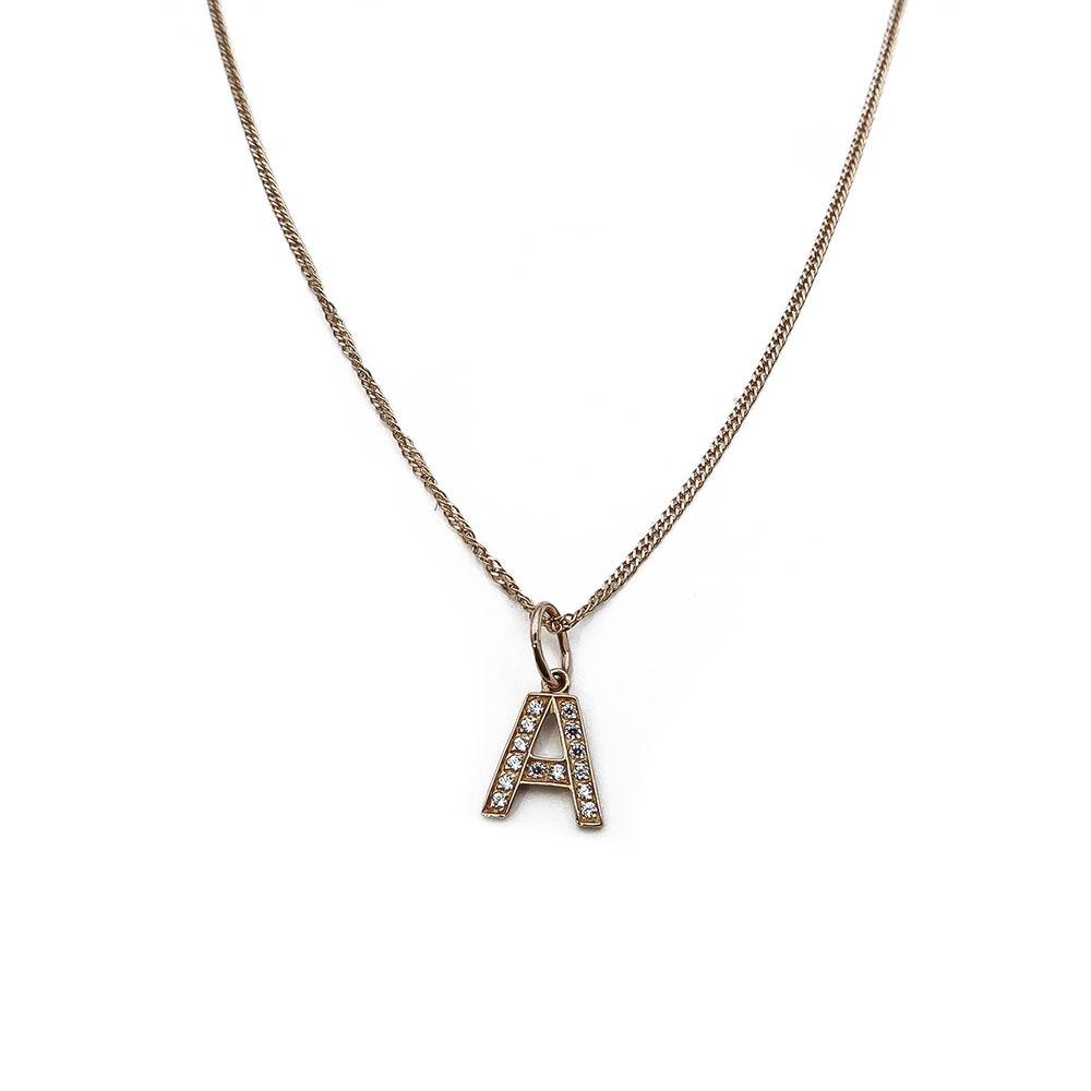 Kultainen A-kirjain riipus ketjulla 40,5cm #0