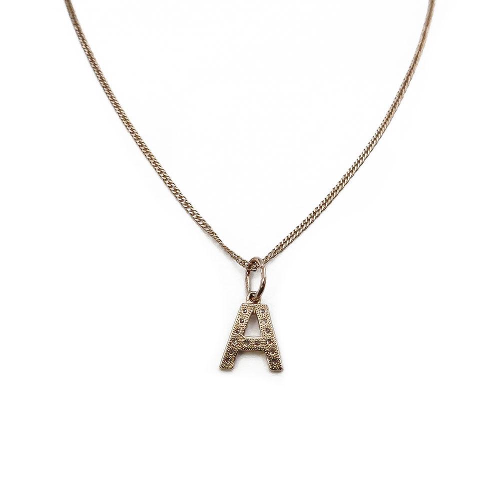 Kultainen A-kirjain riipus ketjulla 40,5cm #1